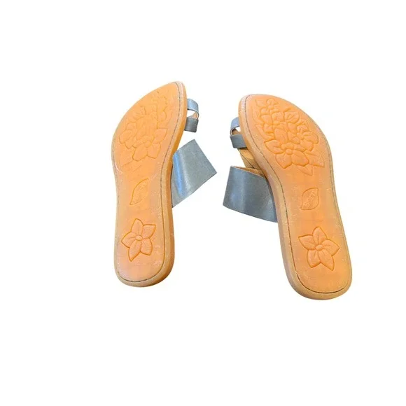 Born Handcrafted Blue Leather Toe Loop Slide Sandals Flat Summer Shoes SZ 8 NWT - Picture 3 of 3